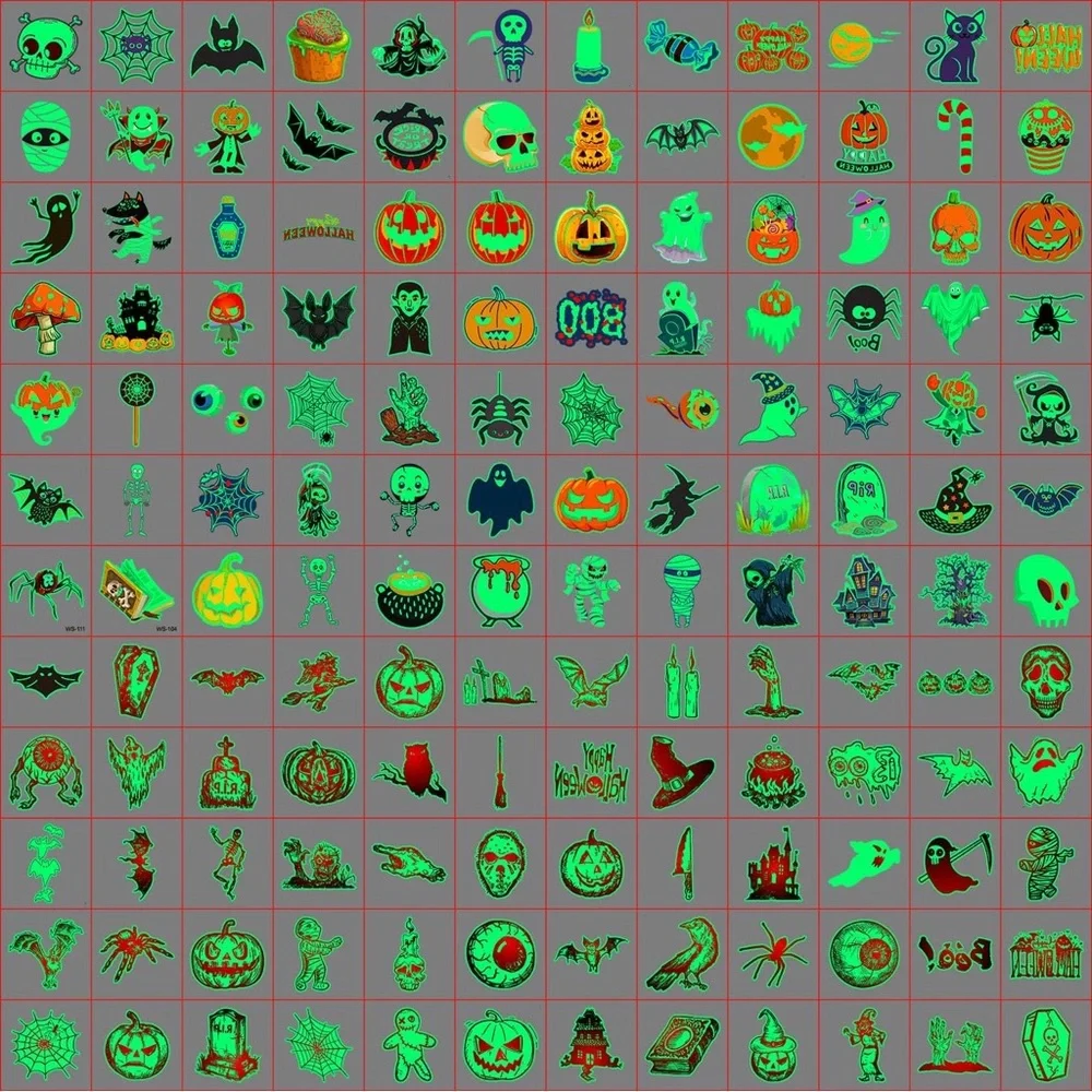 Halloween Tattoos for Kids, Individually Wrapped Glow In the Dark Kids Tattoos
